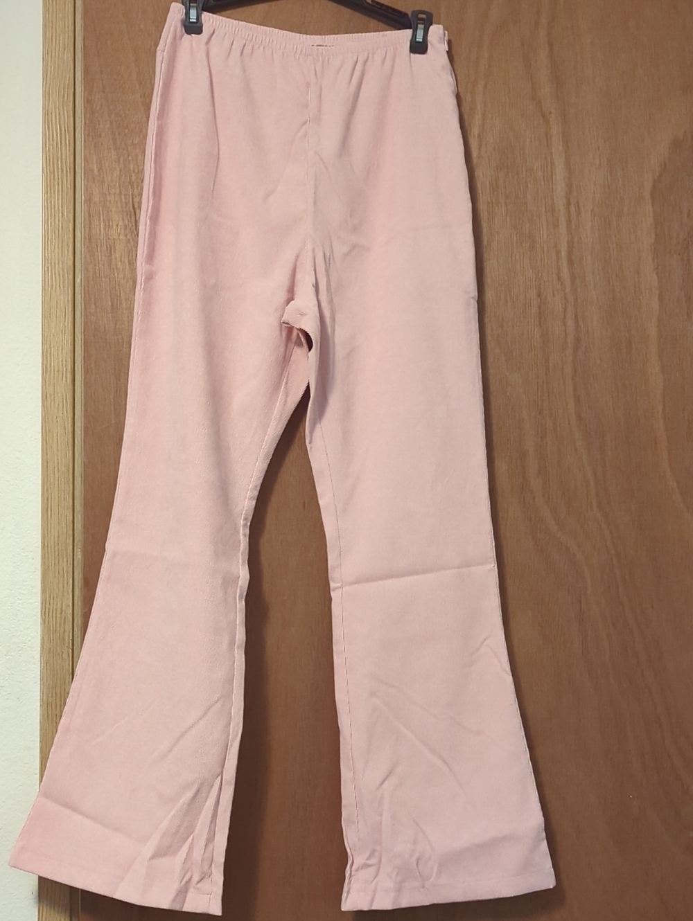Women’s Pink Elastic-Waist Flare Pants